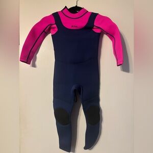 Surqo Child Size 5 Full Wetsuit Long Sleeve Back Zip Pink/Blue Girls Boys